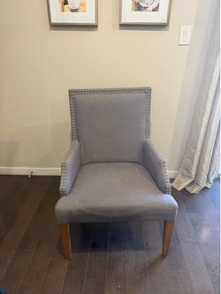 🩶 Gray Upholstered Accent / Dining Chair with Nailhead Trim