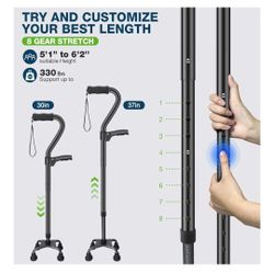 Walking Stick With Quad Base