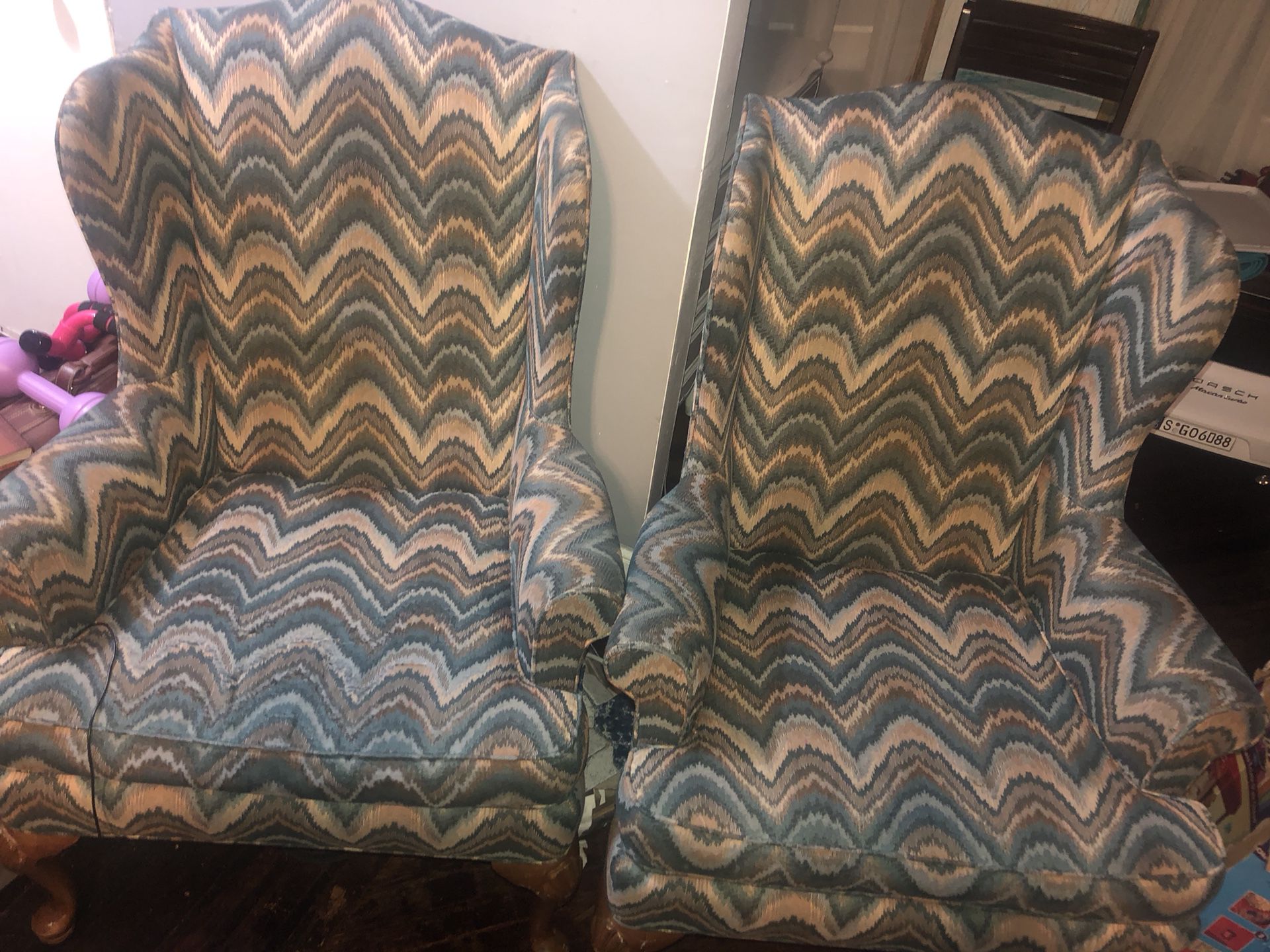 Two high back chairs