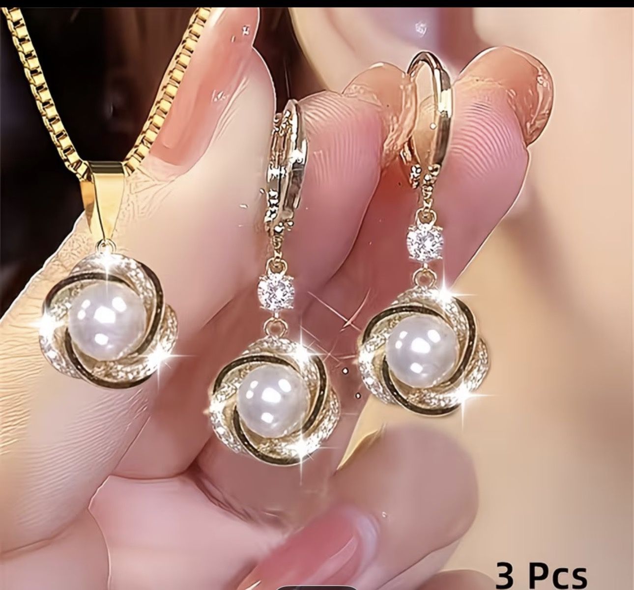 3pcs Elegant Necklace Pendant + Earrings with Inlay, Exquisite And Creative Fashion Jewelry for Parties And Celebrations, a Stunning Necklace And Earr