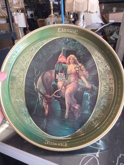 vintage Clysmic King of Table Waters tin lithograph serving tray