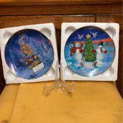 Two AVON Collectible Christmas Plates 