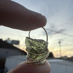 Authentic Moldavite Pendant – Raw Wire Wrapped (Rare Energy Stone)