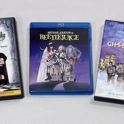 Classic Movie Bundle Beetlejuice Addams Family Ghostbusters Lot Of 3 DVD BluRay