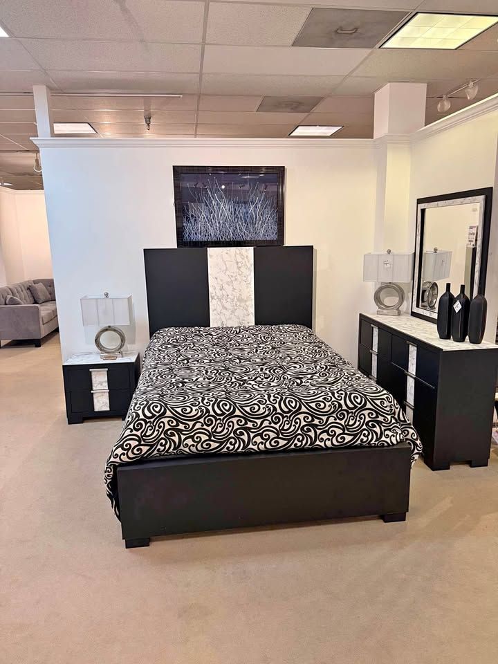 Black Marble Finish king & queen size Bedframe