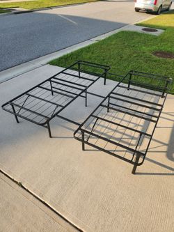 Queen (or 2 Twins) Metal Platform Bed Frame - Foldable, No Box Spring