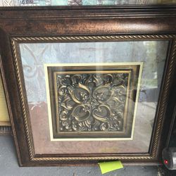 Glass Framed Medallion Wall Decor, 16"