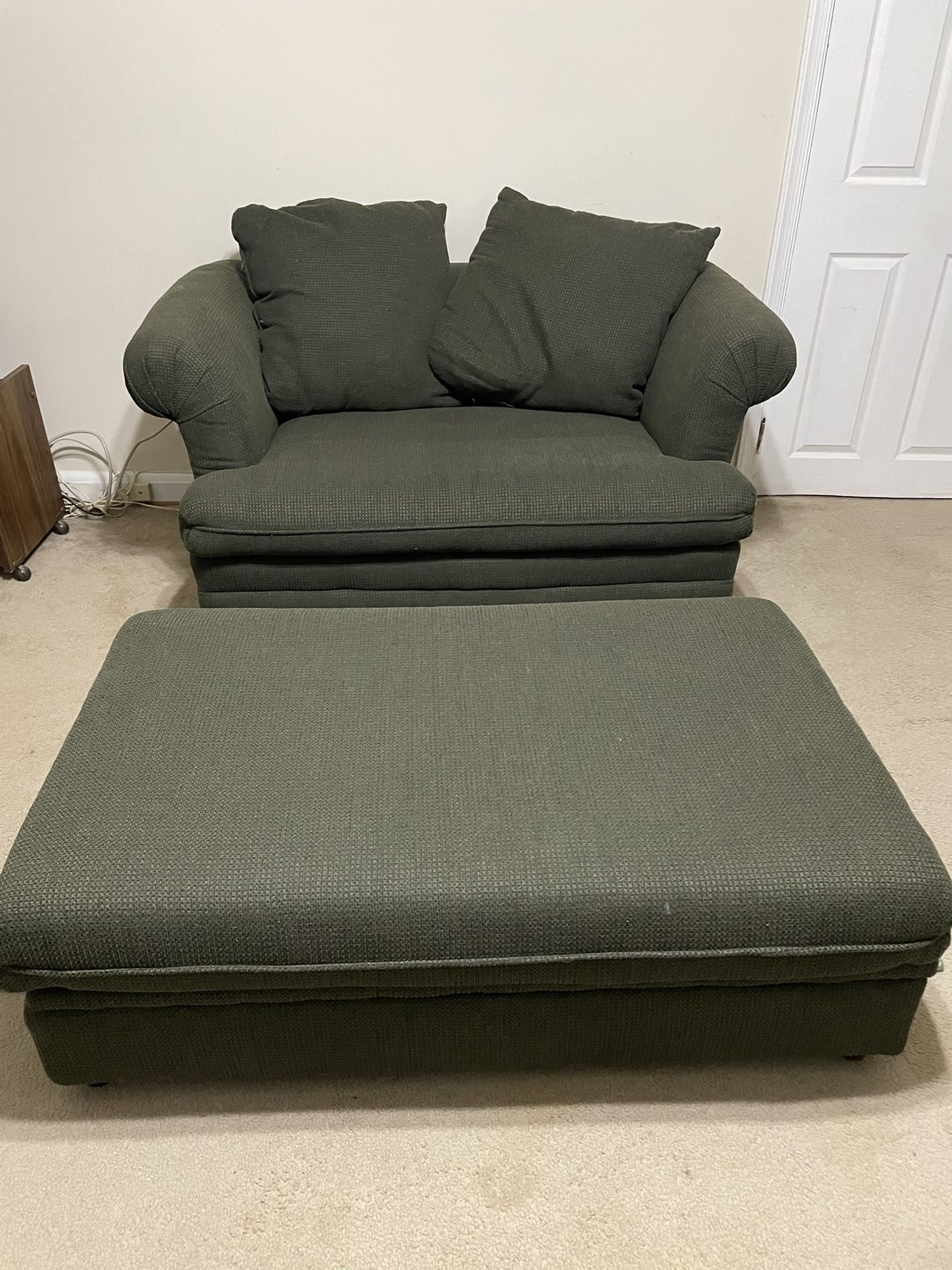 Loveseat Sleeper & Matching Ottoman With Storage