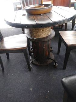 Custom Rustic Spool table and chairs