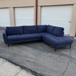  Blue 2 Piece MCM Sectional ( Can Deliver For $10 )