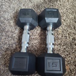 15 Lb Rubber Dumbbell Set