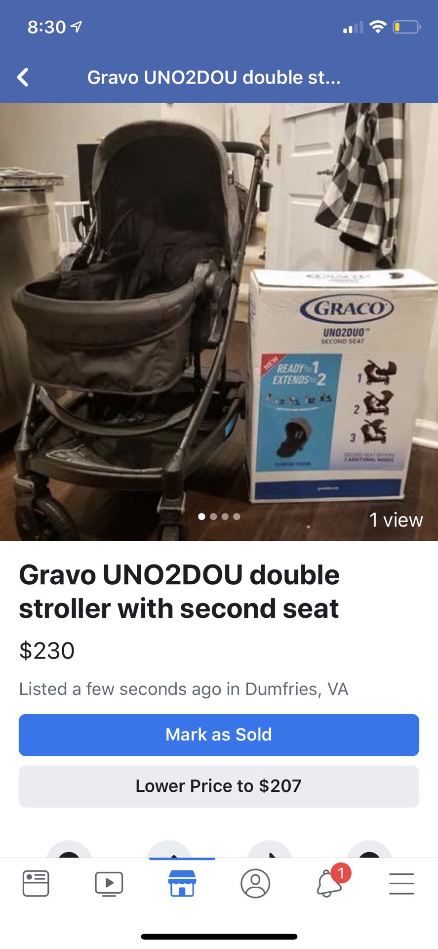 Graco double stroller with second seat included