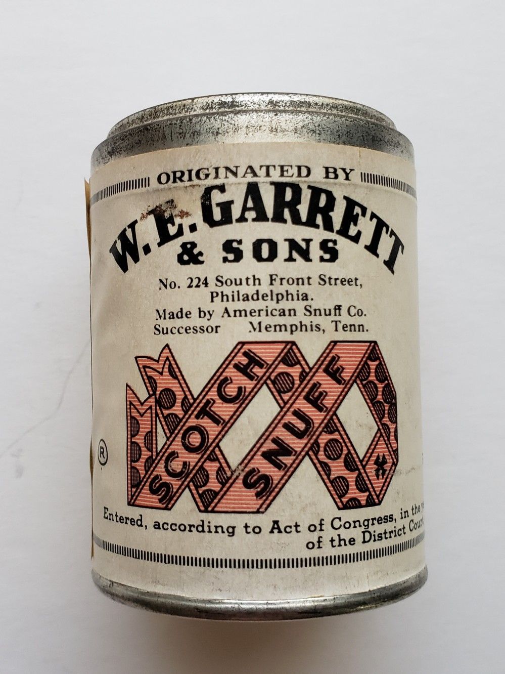 1800's W.E Garrett & Sons "Scotch Snuff" SEALED!
