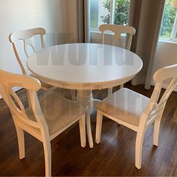 $0 Down! 5 Pieces Round Dining Set White
