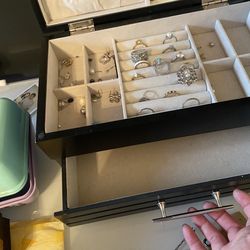 Large Black Jewlery Box W Mirror