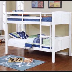 New In Box White Twin Size Bunk Bed, With 2 Mattress, We Can Deliver. Litera Con Colchones.