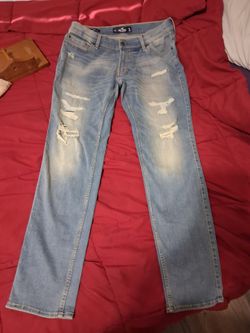 HOLLISTER CALIFORNIA SKINNY EXTREME STRETCH LIGHT WASHED MENS RIPPED / DISTRESSED DENIM JEANS