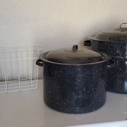 21 Quart Canning Lobster Stock Pot Pan Blue Granite Enamel