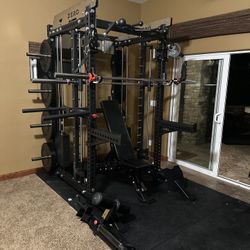 Smith Machine 400 | Adjustable Bench | 245lb Cast Iron Olympic Weights | 7ft Olympic Bar | Fitness | Gym Equipment | FREE DELIVERY/INSTALLATION 🚚 🛠️