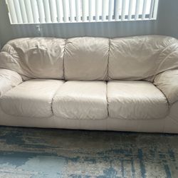 Cream Leather Couch