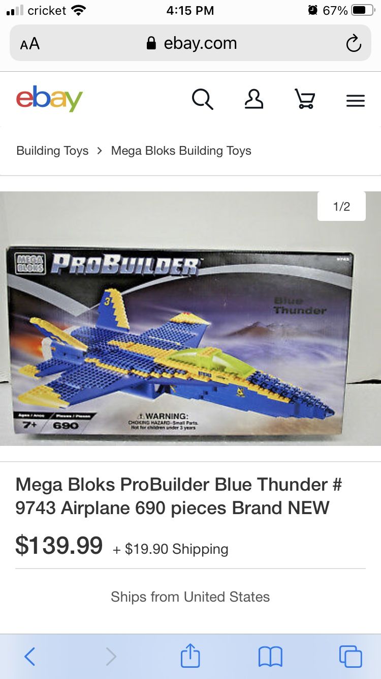 Mega block pro builder blue thunder US Navy F-1 new in box !!!!!