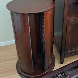 Wooden CD Swivel Carousel Side Table