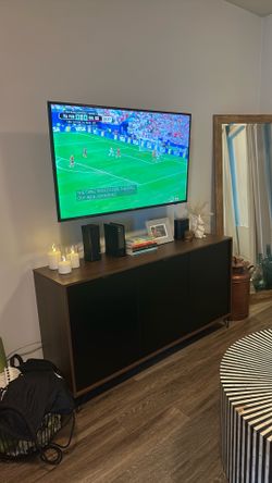 Modern Walnut & Black TV Stand / Media Console – 60” – Excellent Condition