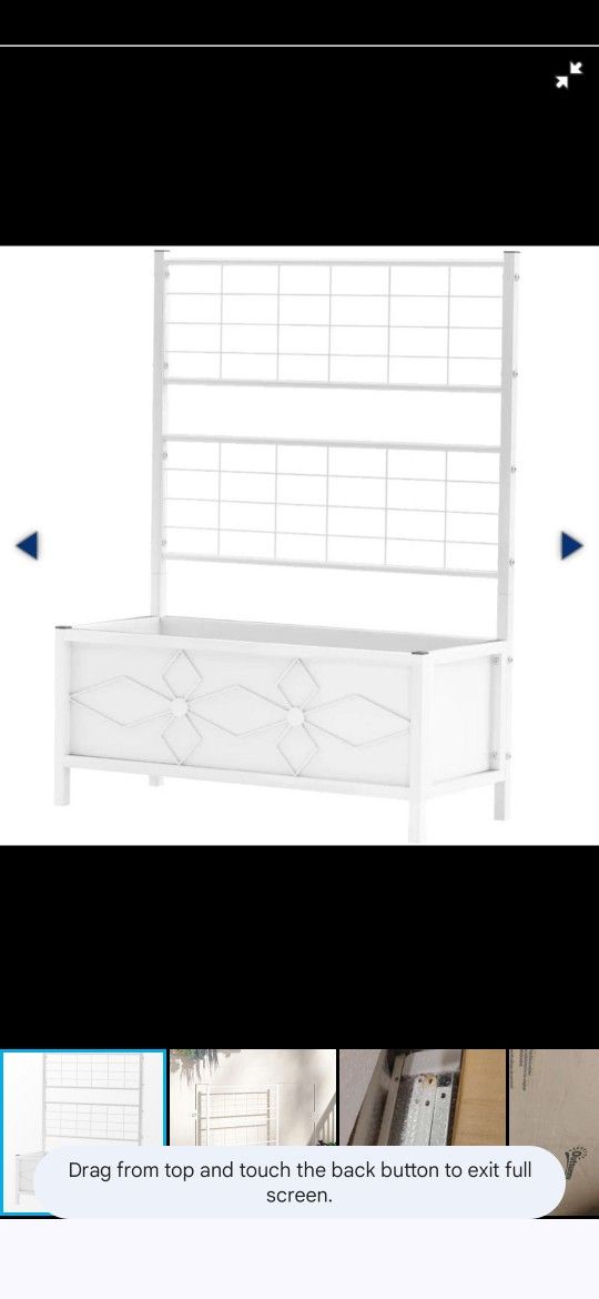 Outsunny Outdoor Planter Box Galvanized Raised Garden Bed with Trellis