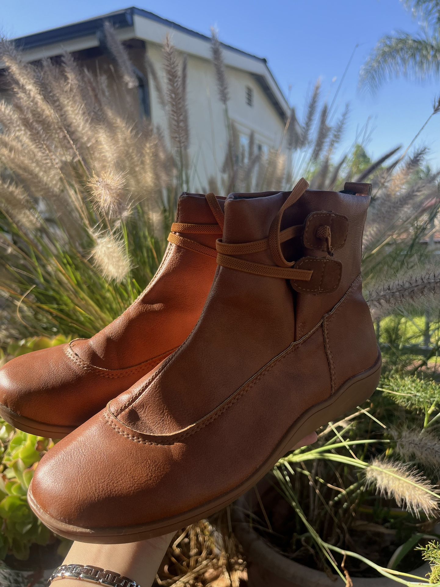 Brown Low-Rise Boots