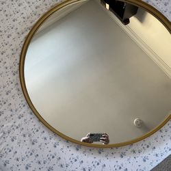 Gold Framed Round Mirror