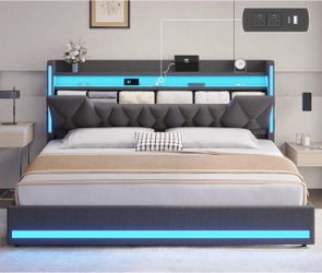 King Size Bed Frame with LED Lights