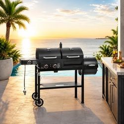 Royal Gourmet 3-in-1 Dual-Fuel Gas and Charcoal Combo Grill with Offset Smoker, 1,020 Sq. In. Cooking Space, 34,000 BTU (ZH3005Y)