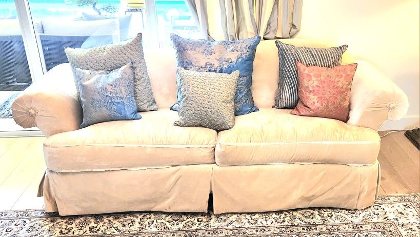 Beige Velvet Couch