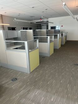 Haworth Compose Accented Various Sizes L Shape Stations 65" Tall