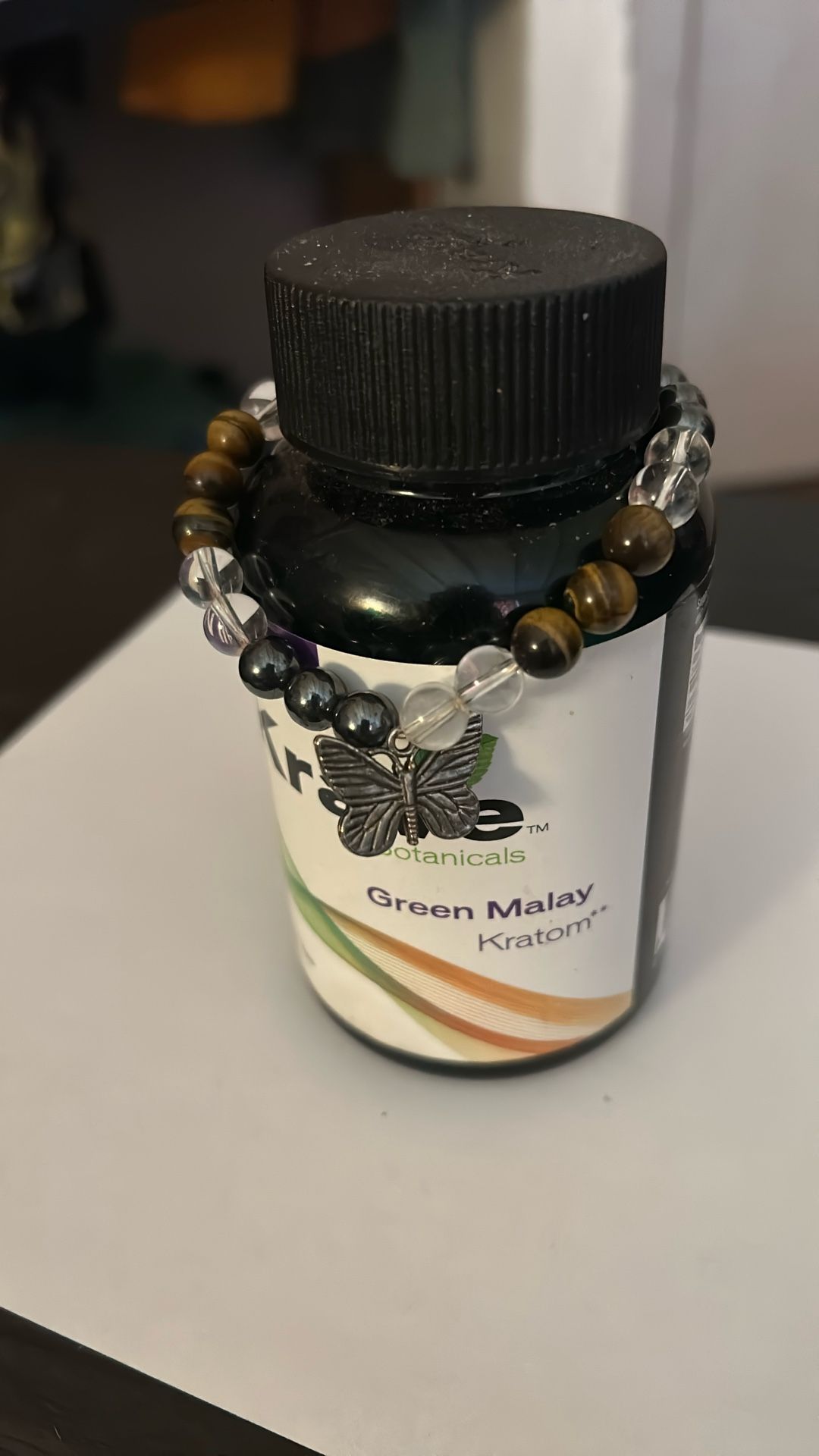 Tigers, Eye Hematite , Crystal Butterfly Bracelet