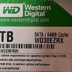 Western Digit 3TB HDD SATA III/64 MBcache[new-not Refurbished]