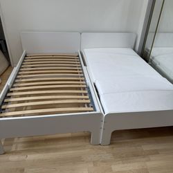 Set of 2 IKEA SLÄKT Extendable Bed Frame and INNERLIG Mattresses Very Good Condition 