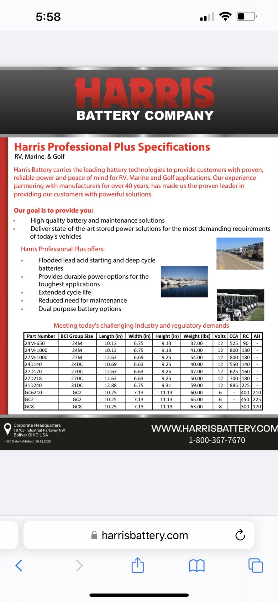 Harris Professional Plus Gc2 RV Batteries for Sale in Oro Valley, AZ