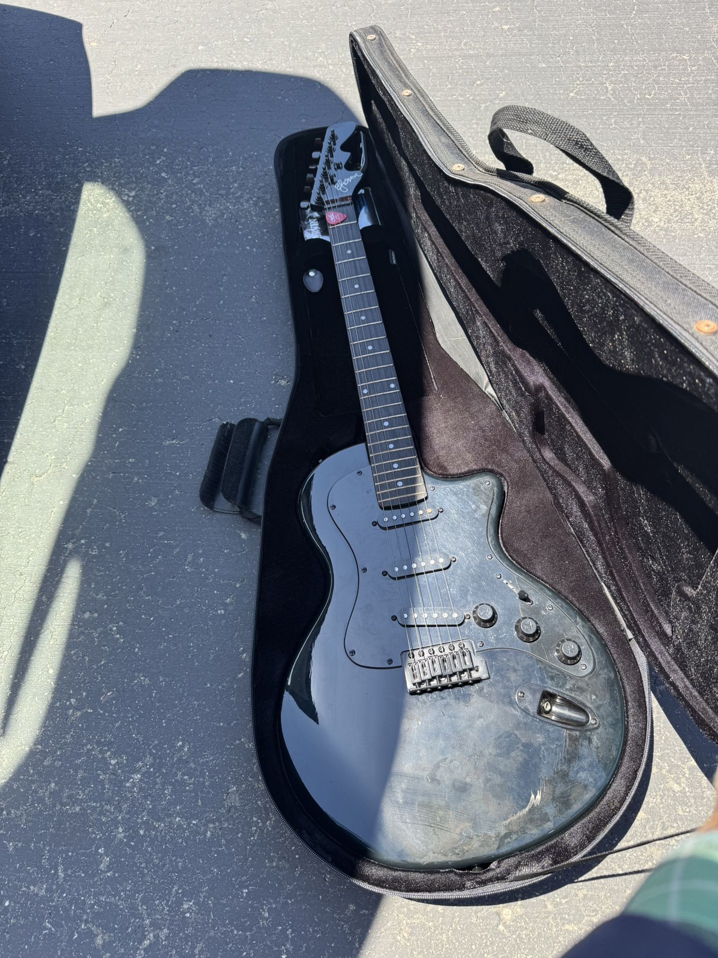 Esteban Midnight Legacy Black Electric Guitar, Padded Case, Capo, And Tuner