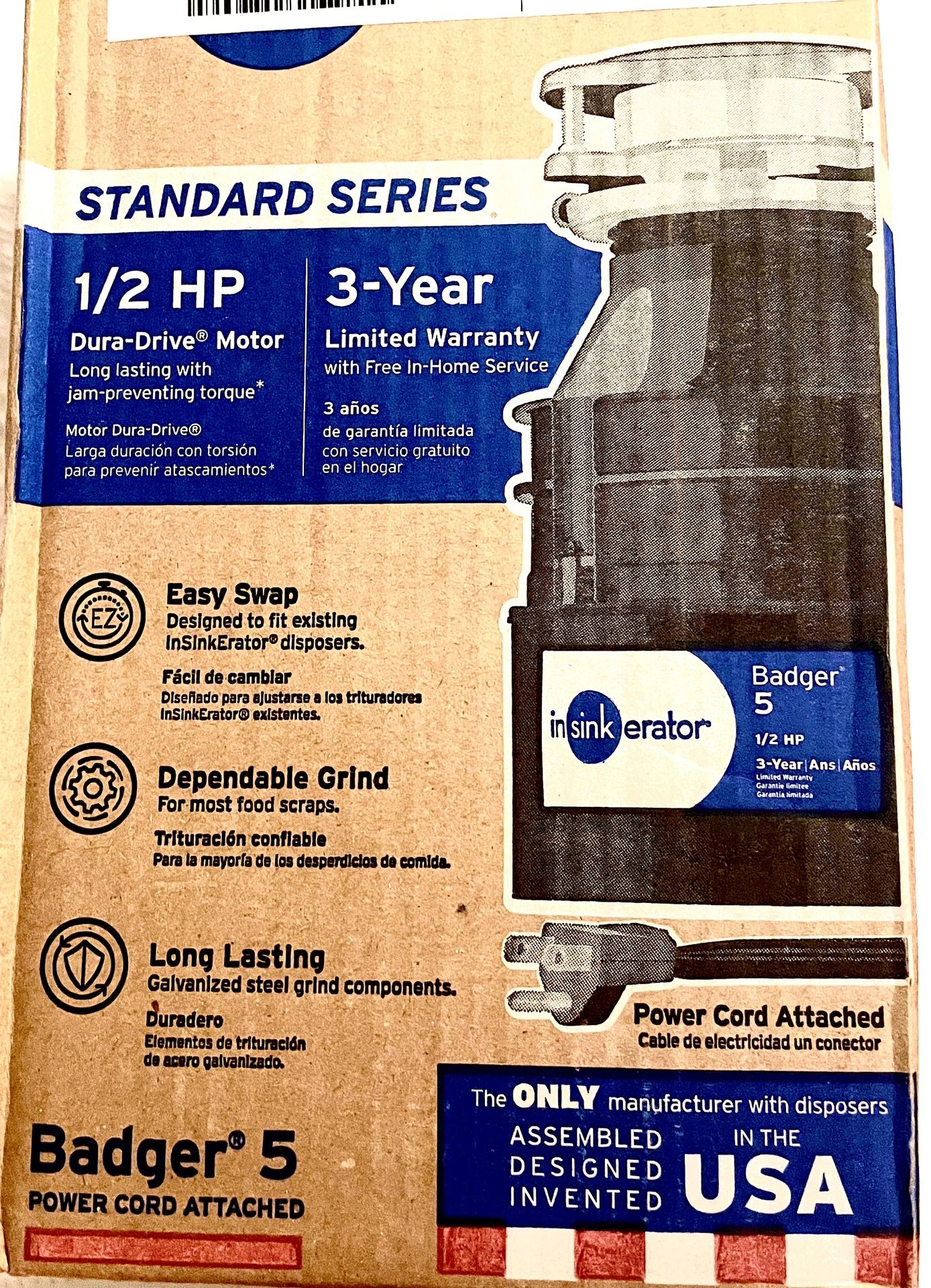 GARBAGE DISPOSAL , BADGER 5, OPEN BOX