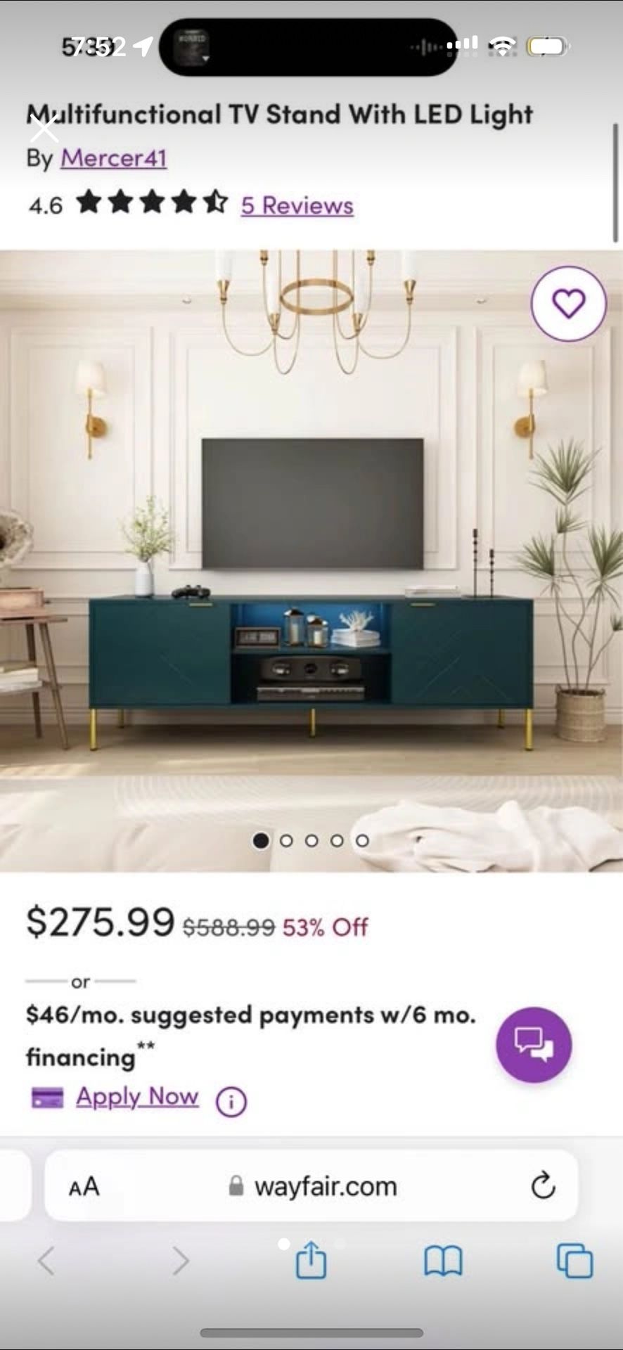 Brand new Wayfair Unique Herringbone Design Multifunctional TV Stand With LED Light