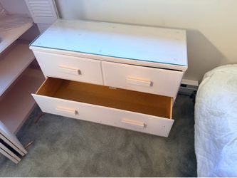 Pink Dresser Drawer with Glass Top