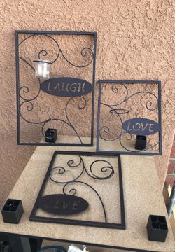 Tea light 3 piece wall decor