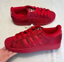 Red adidas super star better scarlet shoes