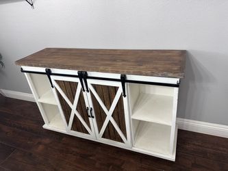 Farmhouse console with Sliding Barn Doors