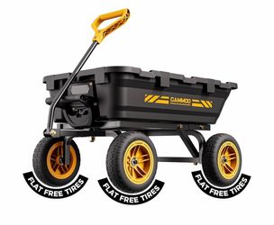 10in NO-FLAT TIRES 900lb Heavy-Duty Garden Dump Cart DIY Expandable Capacity Over 4 Cu.Ft.