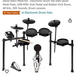 Alesia Nitro Mesh Kit Electric Drumset W/ Stool And Headphones *brand new*