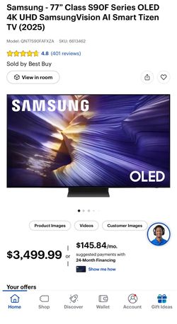 Samsung 77 inch class s90f series oled 4k uhd