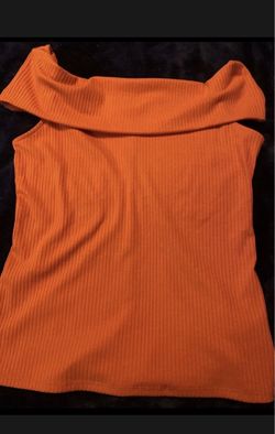 À New Day Orange Ribbed Off-Shoulder Top Size M