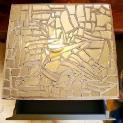 Cute Little End Table With Broken Glass And Drawer